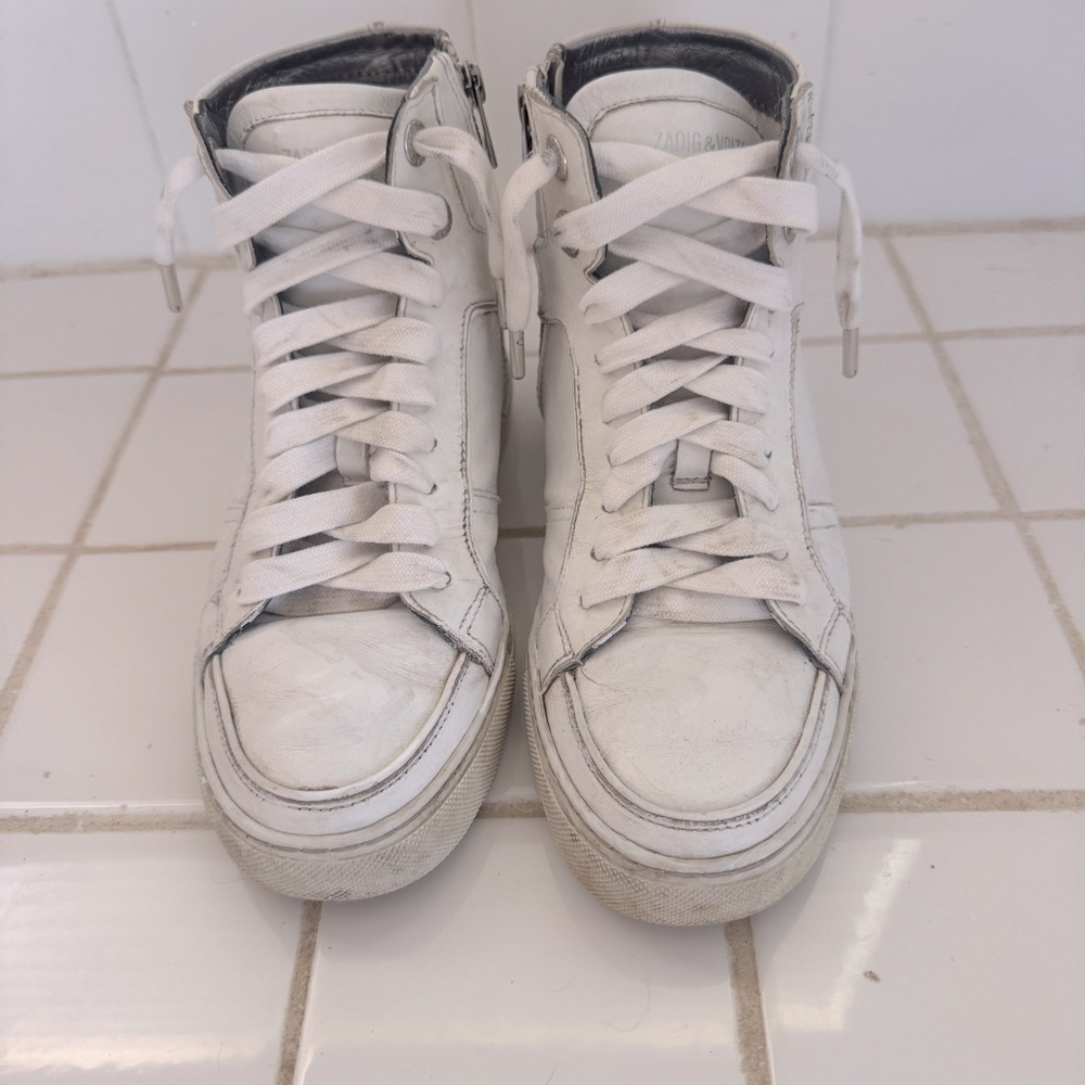 Zadig & Voltaire Flash High Top Sneakers - white - size 36 with shoe bag